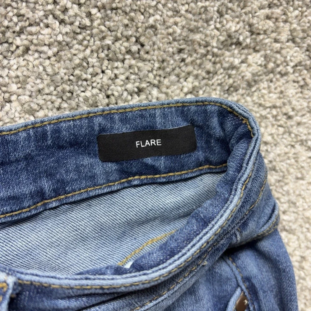 Judy Blue Flare Women's 9/29x31 Jeans Raw Frayed High Rise Light Wash Distressed